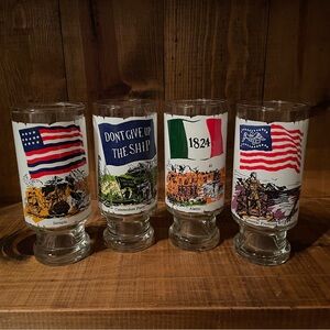 Anchor Hocking Bicentennial 200 Early Flag Collection 15oz Glasses Set of 4 1973